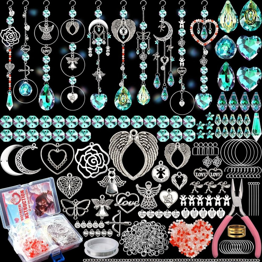 10 Sets DIY Suncatcher Kits 500PCS Sun Catchers Craft Kits Heart Suncatcher Orna